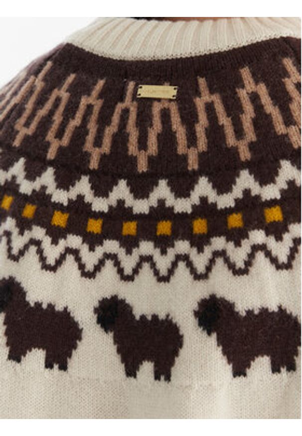 Hunter Sweter Ashie HARW0074251 Beżowy Regular Fit. Kolor: beżowy. Materiał: wełna
