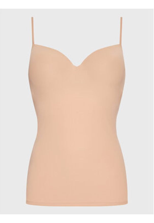 Hanro Podkoszulek Allure 1462 Beżowy Slim Fit. Kolor: beżowy. Materiał: syntetyk