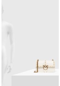 Pinko torebka skórzana kolor biały. Kolor: biały. Materiał: skórzane. Rodzaj torebki: na ramię #6