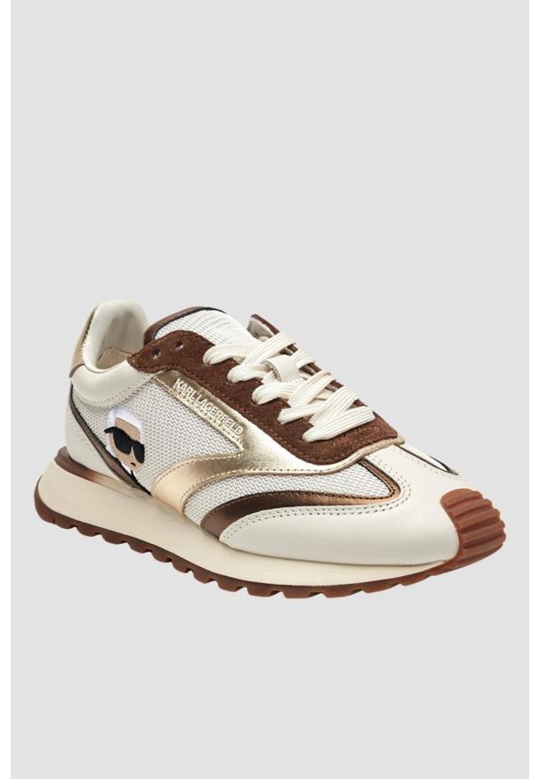Karl Lagerfeld - KARL LAGERFELD Biało-brązowe damskie sneakersy KAIRO NFT Peep, Rozmiar 40. Okazja: na co dzień. Kolor: biały