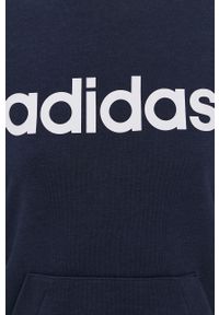 Adidas - adidas Bluza H07797 damska kolor granatowy z kapturem z nadrukiem. Okazja: na co dzień. Typ kołnierza: kaptur. Kolor: niebieski. Materiał: bawełna, poliester, dzianina. Długość rękawa: długi rękaw. Długość: długie. Wzór: nadruk. Styl: casual #2