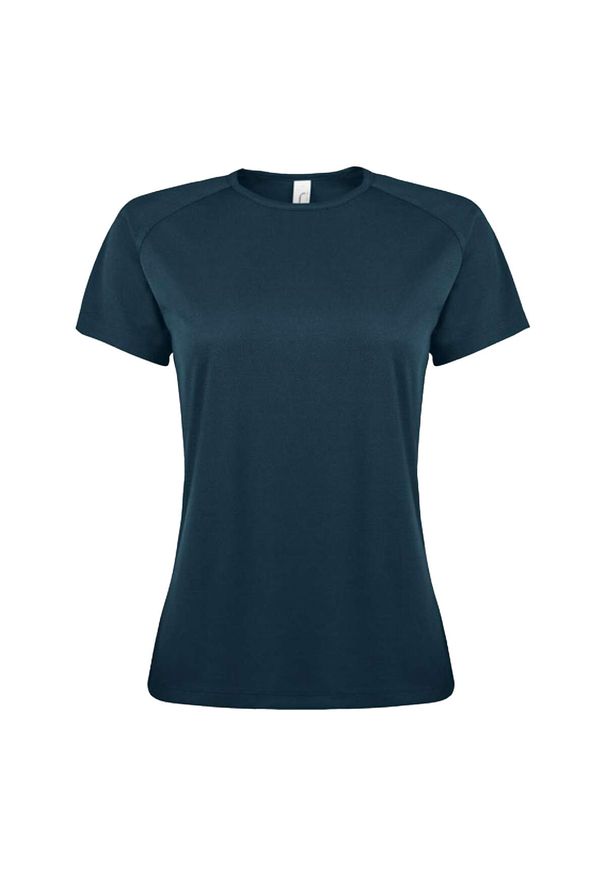 SOL'S - Koszulka Damska Sportowa Raglanowa. Kolor: turkusowy, niebieski, wielokolorowy. Długość rękawa: raglanowy rękaw. Sport: turystyka piesza