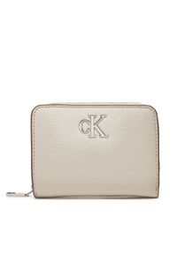 Calvin Klein Jeans Portfel damski Minimal Monogram Md Zip Around LV04K1009G Écru. Materiał: skóra