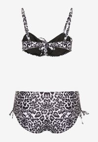 Born2be - Czarne Bikini Biustonosz z Wiązaniem i Majtki Figi ze Ściągaczami Uloselia. Kolekcja: plus size. Kolor: czarny. Wzór: ażurowy, motyw zwierzęcy #5