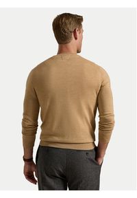 Polo Ralph Lauren Sweter 710946143009 Beżowy Slim Fit. Typ kołnierza: polo. Kolor: beżowy. Materiał: wełna #4