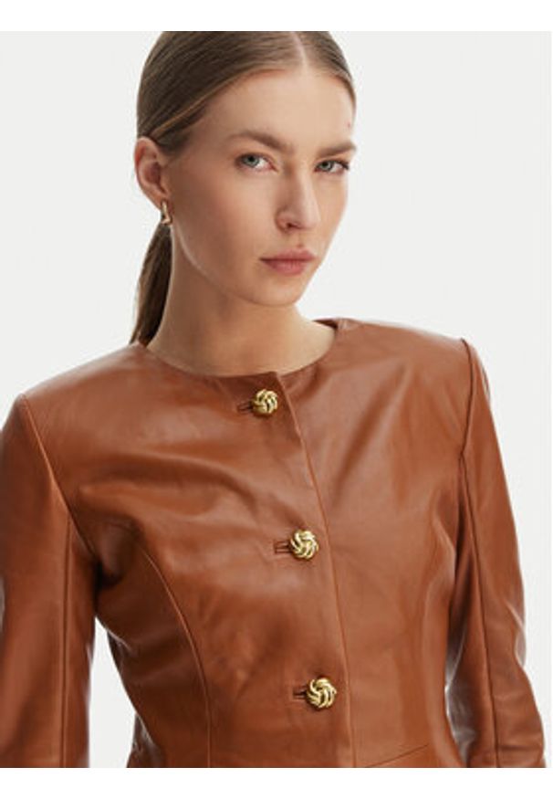 Marciano Guess Kurtka skórzana G6GL02 L0083 Brązowy Regular Fit. Kolor: brązowy. Materiał: skóra