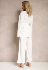 Renee - Biały Komplet Bluzka i Spodnie z Prostymi Nogawkami i Gumką Daeirassa. Kolor: biały #3