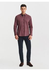 Pako Lorente - PAKO LORENTE - Bordowa koszula w geometryczny wzór. Kolor: czerwony. Materiał: elastan, bawełna. Długość rękawa: długi rękaw. Długość: długie. Wzór: geometria. Sezon: jesień #4