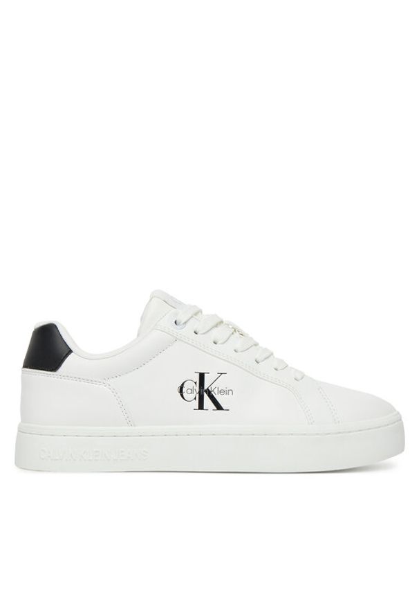 Calvin Klein Jeans Sneakersy Classic Cupsole Mono Lth Wn YW0YW01902 Biały. Kolor: biały. Materiał: skóra