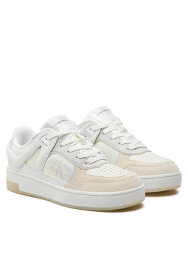 Calvin Klein Jeans Sneakersy Basket Cupsole Low Mix Ml Mtr YW0YW01490 Biały. Kolor: biały. Materiał: skóra