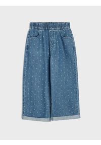 Sinsay - Jeansy wide leg z efektem sprania - niebieski. Kolor: niebieski #1