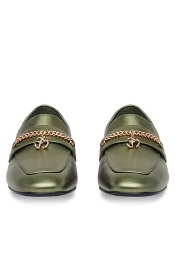 Eva Minge Loafersy CYNIA-LT2513-37 Zielony. Kolor: zielony. Materiał: skóra