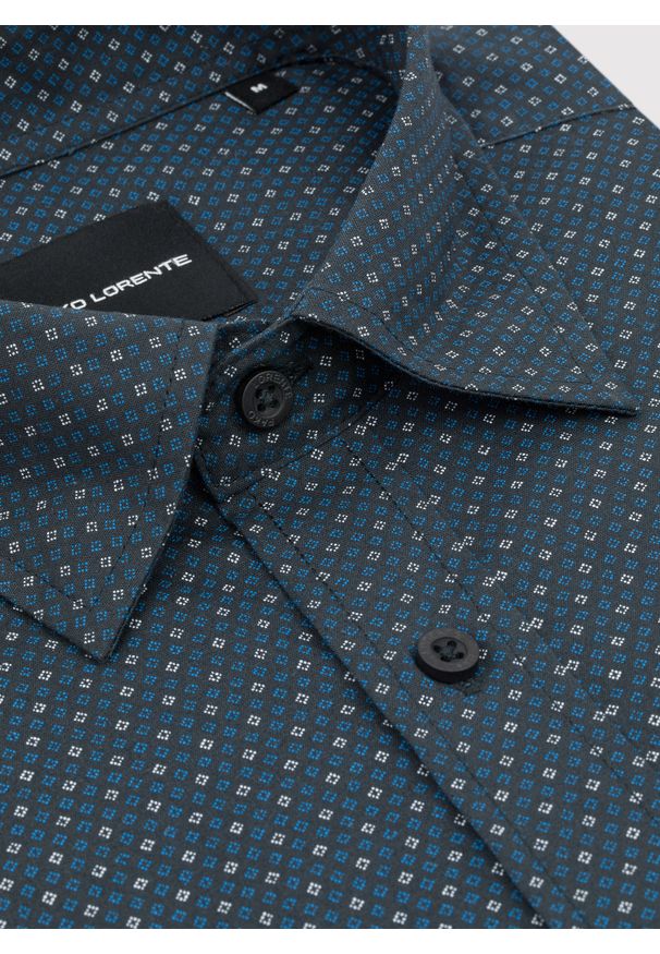 Pako Lorente - PAKO LORENTE - Czarna koszula męska wzór geometryczny. Kolor: czarny. Materiał: bawełna. Długość rękawa: długi rękaw. Długość: długie. Wzór: geometria. Sezon: jesień