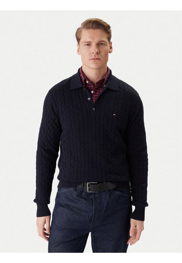 TOMMY HILFIGER - Tommy Hilfiger Sweter Classic MW0MW41955 Granatowy Regular Fit. Kolor: niebieski. Materiał: bawełna