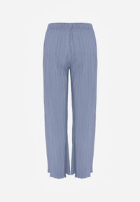 Renee - Niebieskie Plisowane Spodnie High Waist z Szerokimi Nogawkami Sedalia. Stan: podwyższony. Kolor: niebieski. Materiał: satyna #5