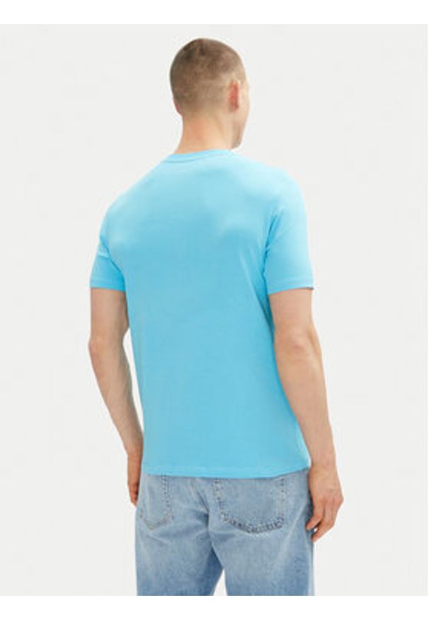 Karl Lagerfeld - KARL LAGERFELD T-Shirt 755087 552235 Błękitny Regular Fit. Typ kołnierza: dekolt w karo. Kolor: niebieski. Materiał: bawełna