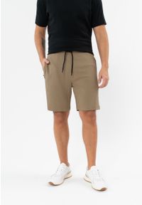 Volcano - Szorty dresowe ze strukturą M-JANI. Kolor: beżowy. Materiał: dresówka. Długość: krótkie. Styl: klasyczny, sportowy #1