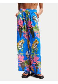 Desigual Spodnie materiałowe Tropical Party 24SWMW21 Niebieski Loose Fit. Kolor: niebieski. Materiał: wiskoza