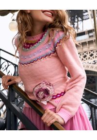 LOVE SHACK FANCY - Bawełniany sweter z kolorowym wzorem Crawley. Kolor: fioletowy, różowy, wielokolorowy. Materiał: bawełna. Długość rękawa: długi rękaw. Długość: długie. Wzór: kolorowy. Styl: klasyczny