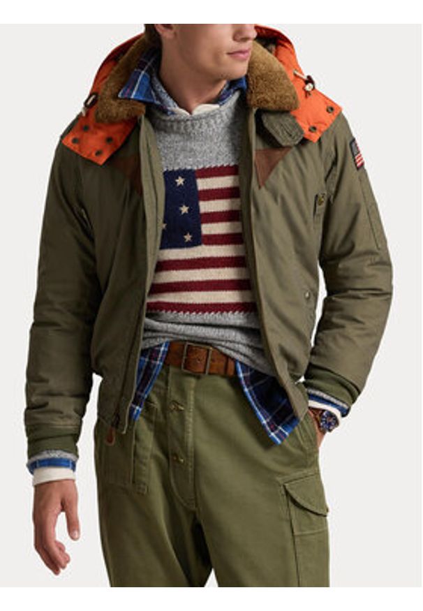 Polo Ralph Lauren Kurtka bomber 710945493001 Zielony Regular Fit. Typ kołnierza: polo. Kolor: zielony. Materiał: bawełna