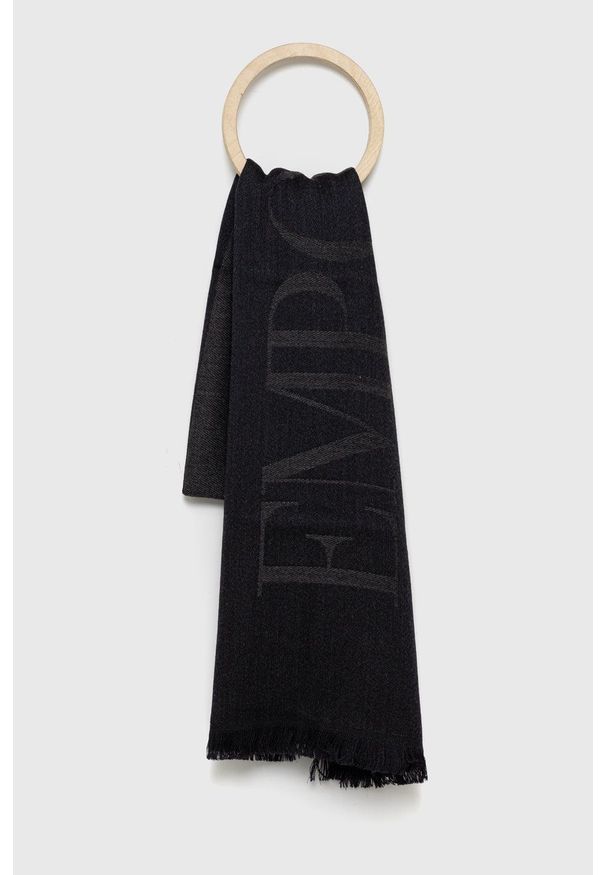 Emporio Armani szalik męski kolor szary gładki. Kolor: szary. Materiał: dzianina. Wzór: gładki