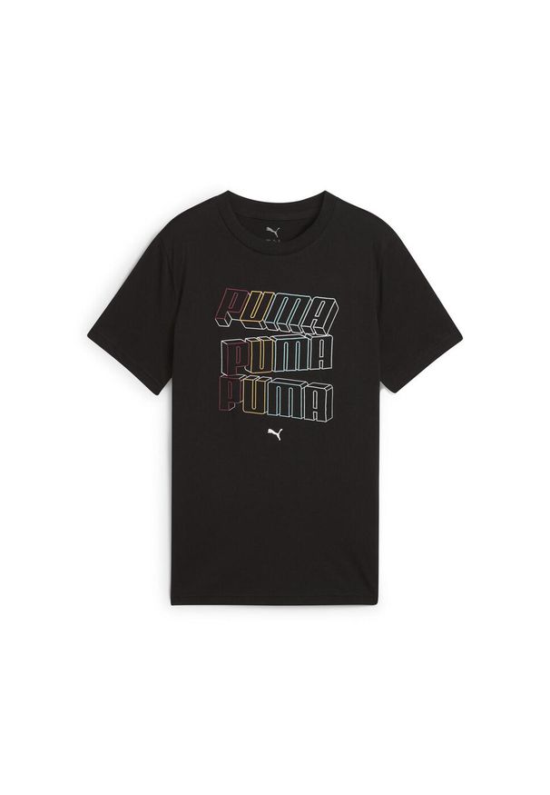 Puma - Młodzieżowa koszulka Essentials Logo Lab PUMA Black. Kolor: czarny. Wzór: nadruk, haft