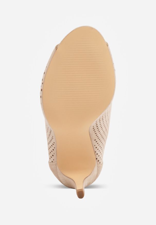 Born2be - Beżowe Ażurowe Sandały Vices na Obcasie Selithra. Okazja: na co dzień. Kolor: beżowy. Wzór: ażurowy. Sezon: lato. Obcas: na obcasie. Styl: elegancki, casual. Wysokość obcasa: średni