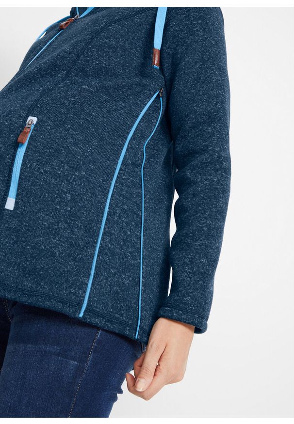 Bluza rozpinana z polaru, ciążowa z wstawką na nosidełko bonprix ciemnoniebiesko-niebieski melanż. Kolekcja: moda ciążowa. Kolor: niebieski. Materiał: polar. Wzór: melanż