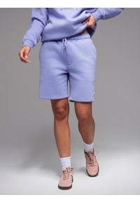 Ombre Clothing - Komplet dresowy UNISEX bluza z kapturem + szorty w stylu athleisure – lawendowe V9 - Rozmiar: XS/S. Typ kołnierza: kaptur. Kolor: fioletowy. Materiał: dresówka. Długość: krótkie. Wzór: aplikacja. Styl: sportowy, elegancki #4