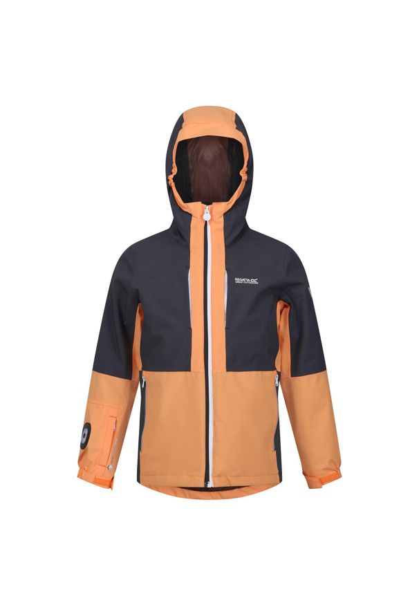 Hydrate VIII Regatta dziecięca kurtka przeciwdeszczowa 3 w 1 LED. Kolor: różowy, szary, wielokolorowy, pomarańczowy. Materiał: poliester. Styl: sportowy. Sport: turystyka piesza