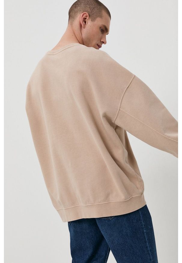 Dr. Denim Bluza bawełniana męska kolor beżowy gładka. Kolor: beżowy. Materiał: denim, bawełna. Wzór: gładki