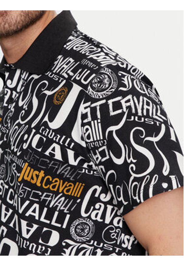 Just Cavalli Polo 75OAG6R0 Czarny Regular Fit. Typ kołnierza: polo. Kolor: czarny. Materiał: bawełna