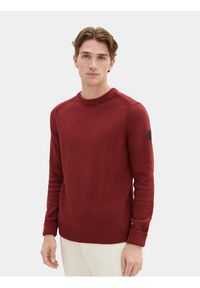 Tom Tailor Sweter 1038246 Bordowy Regular Fit. Kolor: czerwony. Materiał: bawełna #5