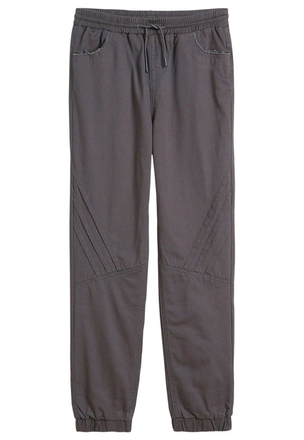 bonprix - Spodnie ocieplane chłopięce z gumką w talii, regular fit. Kolor: szary