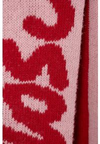 MOSCHINO - Moschino szalik wełniany kolor różowy wzorzysty. Kolor: różowy. Materiał: wełna #2