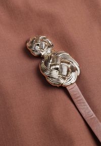 Born2be - Brązowe Spódnico-Szorty z Wysokim Stanem Paskiem i Metaliczną Ozdobą Narnllea. Okazja: na co dzień. Stan: podwyższony. Kolor: brązowy. Materiał: jeans. Wzór: aplikacja. Styl: casual, elegancki, klasyczny #8