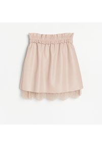 Reserved - Spódnica mini z imitacji skóry - Różowy. Kolor: różowy. Materiał: skóra #1