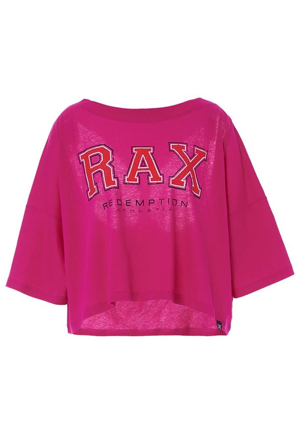 REDEMPTION ATHLETIX - Różowa koszulka z logo. Kolor: różowy, wielokolorowy, fioletowy. Materiał: bawełna. Styl: sportowy