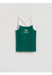 Reserved - Top na ramiączkach - zielony. Kolor: zielony. Materiał: bawełna. Długość rękawa: na ramiączkach #1