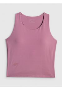 4f - 4F Crop-top treningowy szybkoschnący damski - różowy L. Kolor: beżowy. Materiał: guma, elastan, tkanina, materiał, włókno, syntetyk #1