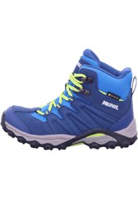 MEINDL - Buty trekkingowe dziecięce Meindl Arigo Junior Mid Gore-Tex. Kolor: wielokolorowy, żółty, niebieski. Technologia: Gore-Tex