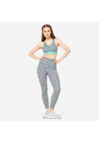 DOMYOS - Legginsy fitness damskie Domyos. Kolor: wielokolorowy. Materiał: materiał, poliamid, poliester, elastan. Sport: fitness