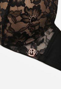 Renee - Czarno-Beżowy Biustonosz Ozdobiony Koronką i Kokardką Aqiany. Kolor: czarny. Materiał: koronka. Wzór: aplikacja, koronka #5