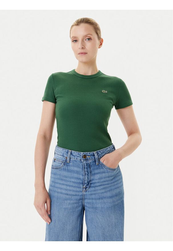 Lacoste T-Shirt TF5538 Zielony Slim Fit. Kolor: zielony. Materiał: bawełna