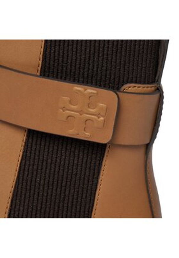 Tory Burch Sztyblety Double T Chelsea Boot 152831 Beżowy. Kolor: beżowy. Materiał: skóra