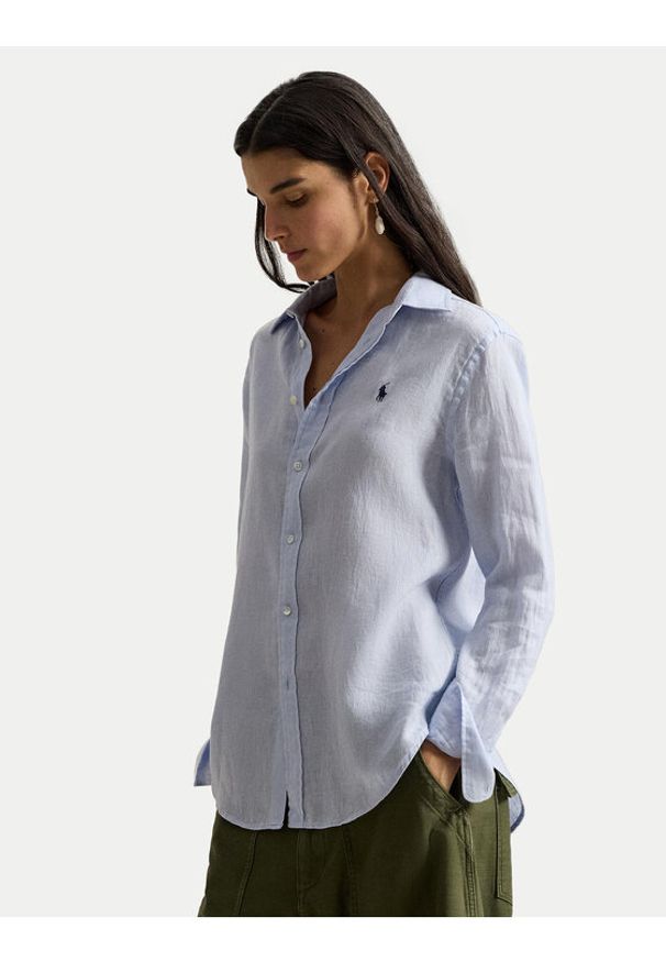 Polo Ralph Lauren Koszula 211970730503 Błękitny Classic Fit. Typ kołnierza: polo. Kolor: niebieski. Materiał: len