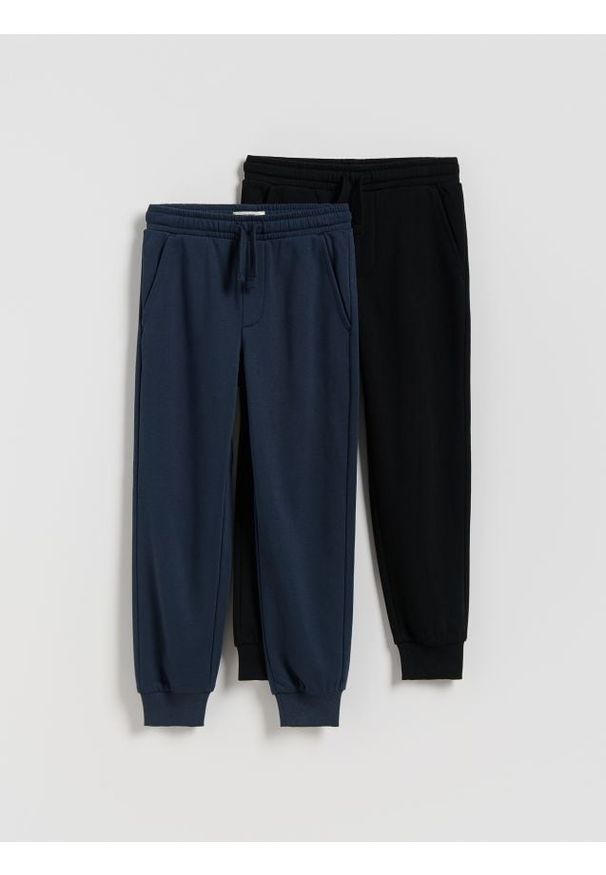 Reserved - Bawełniane spodnie jogger 2 pack - granatowy. Kolor: niebieski. Materiał: bawełna