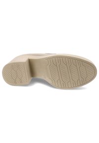 Beżowe Półbuty Lemar Wygodne Skórzane Buty. Okazja: na co dzień. Zapięcie: pasek. Kolor: beżowy. Materiał: skóra. Obcas: na obcasie. Styl: casual, elegancki. Wysokość obcasa: średni #3