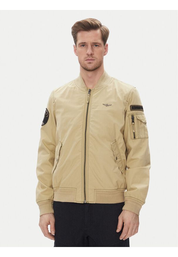 Aeronautica Militare Kurtka bomber 251AB2216CT3501 Beżowy Regular Fit. Kolor: beżowy. Materiał: bawełna
