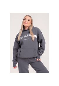GYM GLAMOUR - Bluza fitness damska Gym Glamour college. Kolor: szary. Sport: fitness